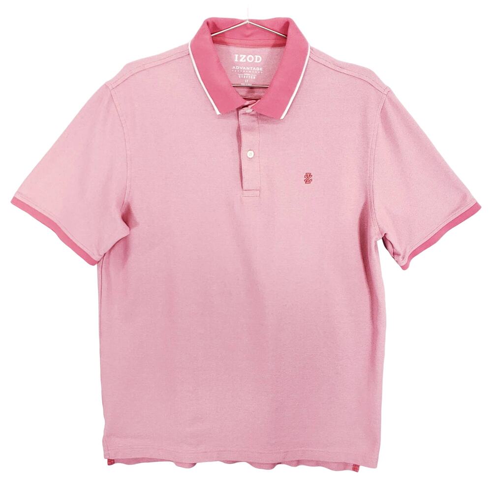 IZOD Polo Mens Large Tall Pink Advantage Performance Sport Comfort Stretch Shirt